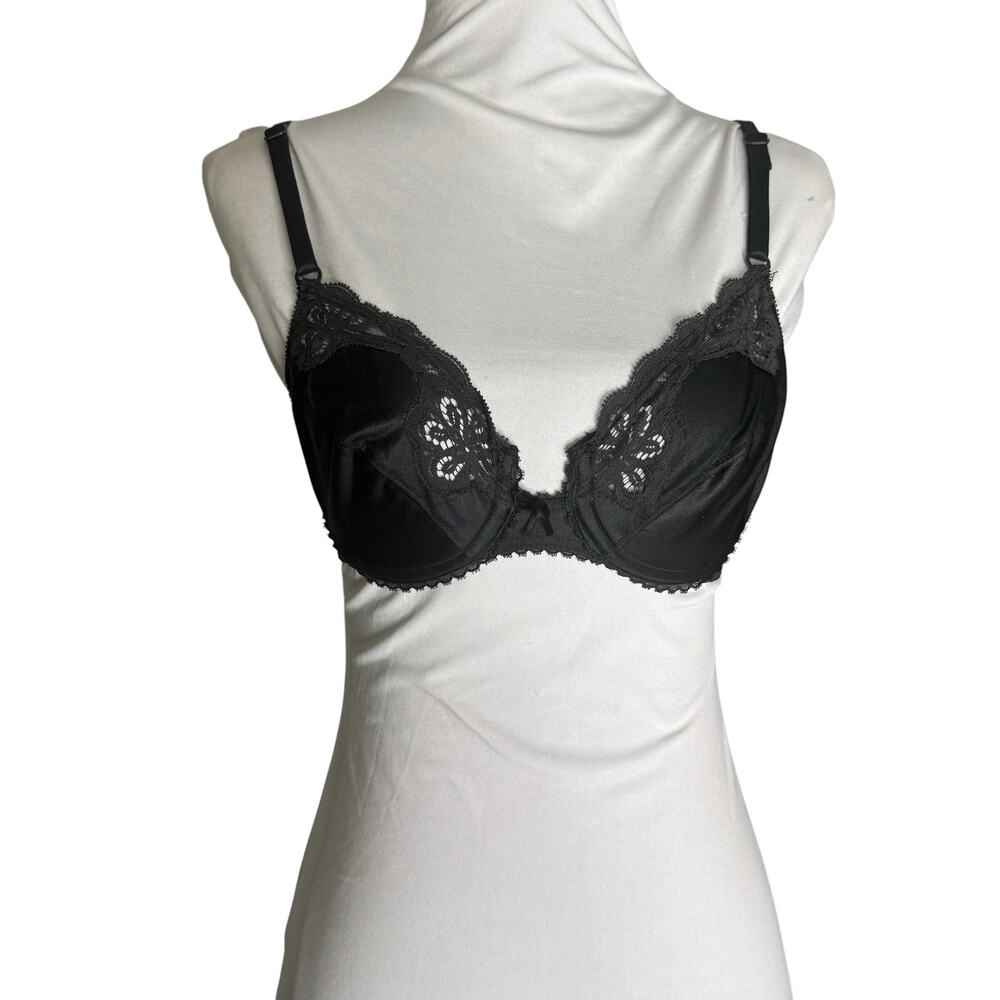 Vintage 1990s Black Unpadded Lace Underwire Bra 32 B
